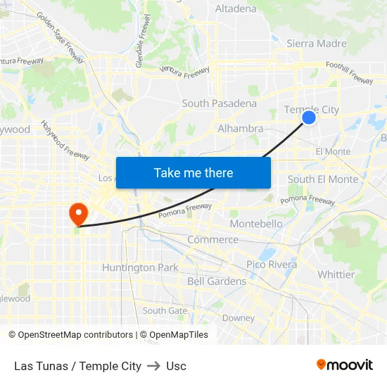 Las Tunas / Temple City to Usc map