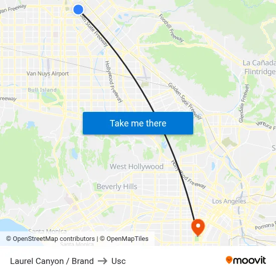 Laurel Canyon / Brand to Usc map