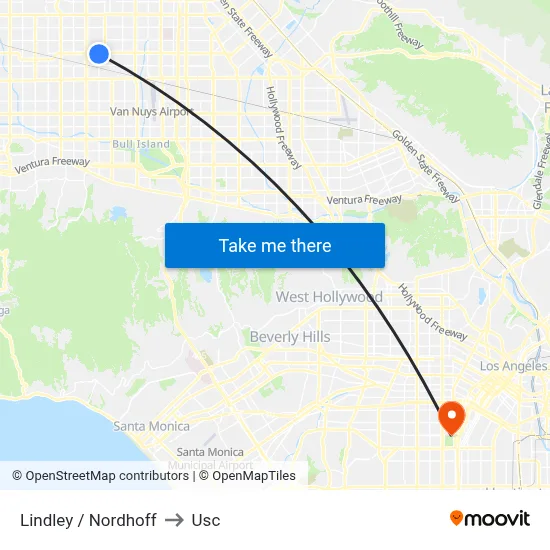 Lindley / Nordhoff to Usc map