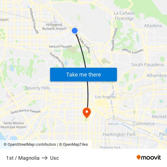 1st / Magnolia to Usc map