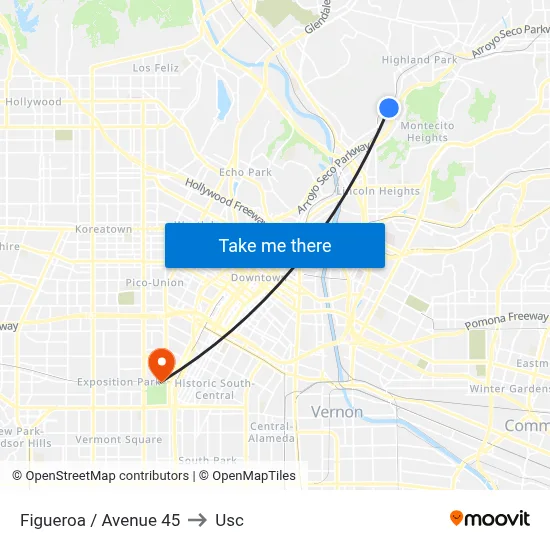 Figueroa / Avenue 45 to Usc map