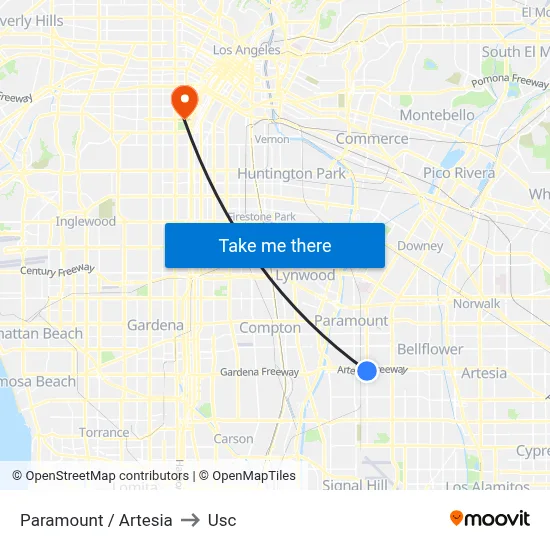 Paramount / Artesia to Usc map