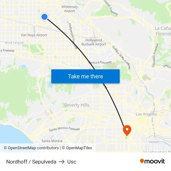 Nordhoff / Sepulveda to Usc map