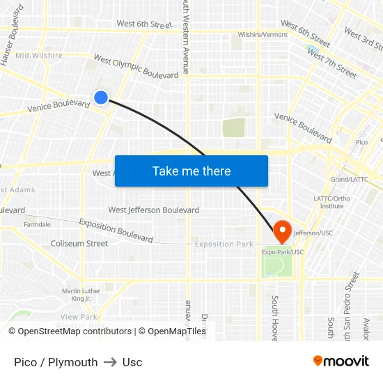 Pico / Plymouth to Usc map