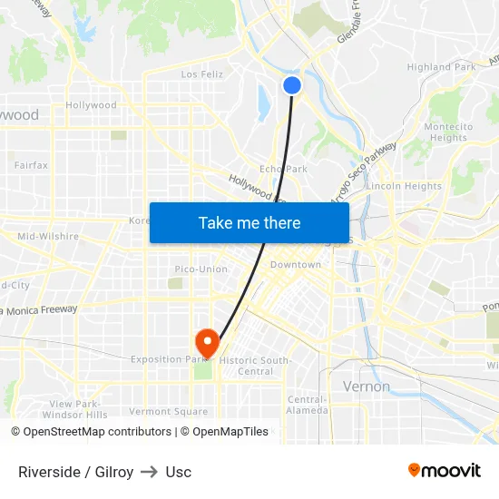 Riverside / Gilroy to Usc map