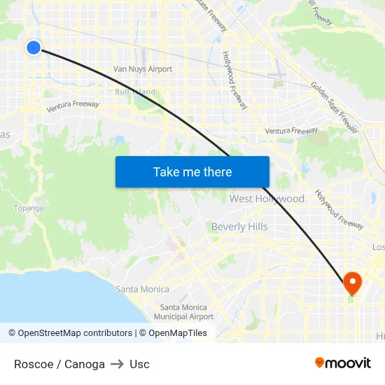 Roscoe / Canoga to Usc map