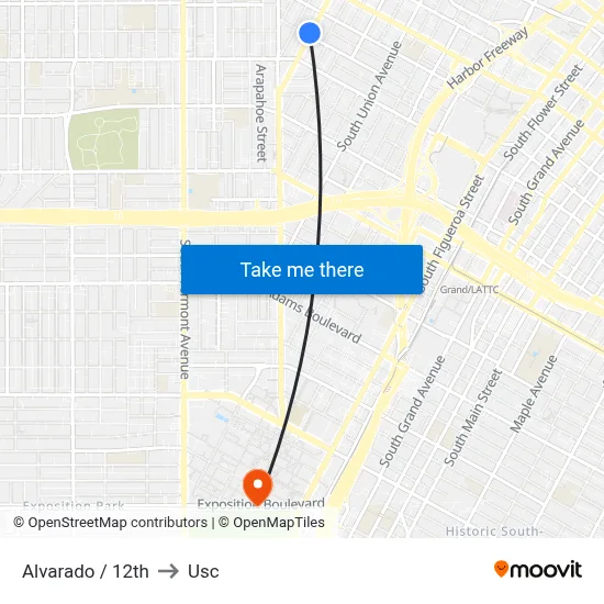 Alvarado / 12th to Usc map