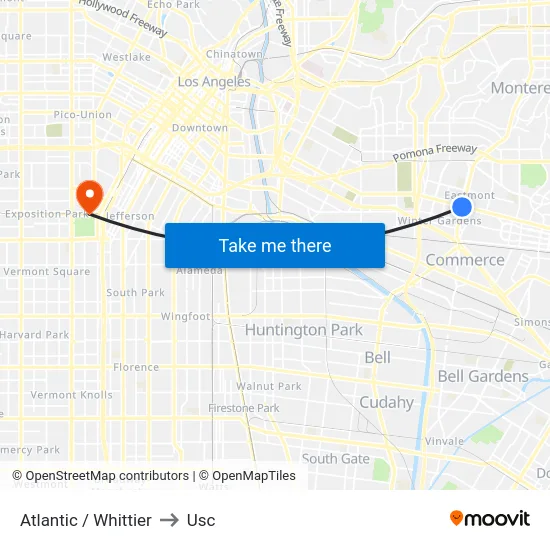 Atlantic / Whittier to Usc map
