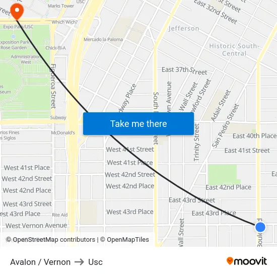 Avalon / Vernon to Usc map