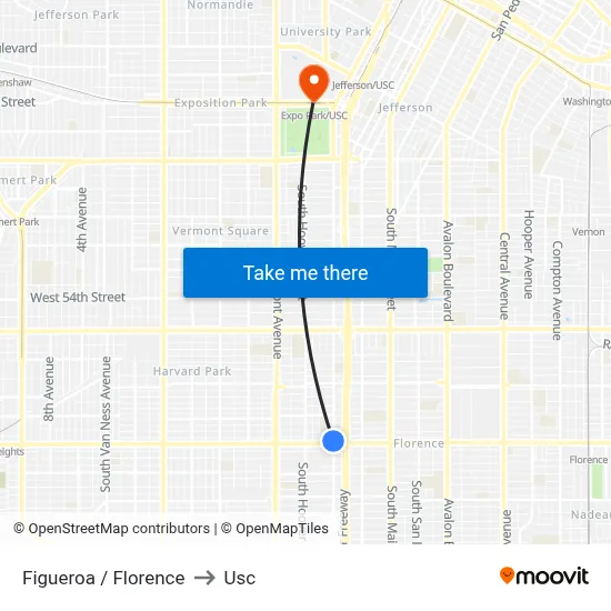 Figueroa / Florence to Usc map