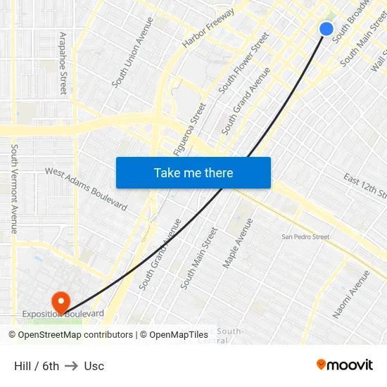 Hill / 6th to Usc map