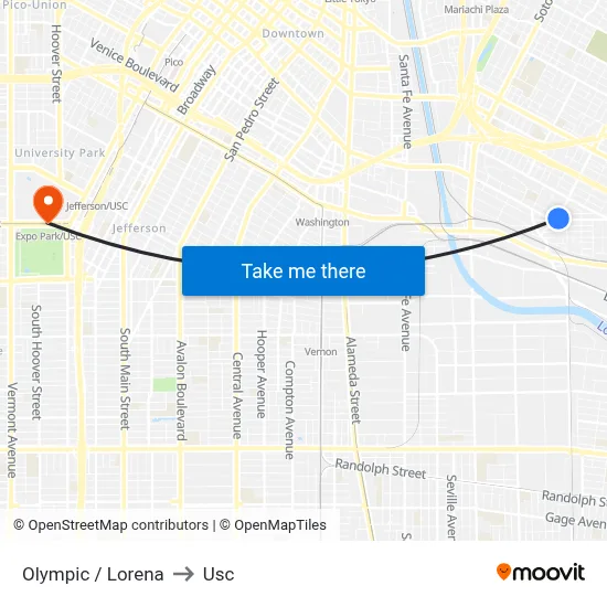 Olympic / Lorena to Usc map