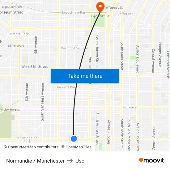 Normandie / Manchester to Usc map