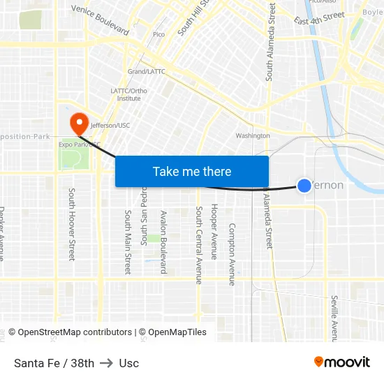 Santa Fe / 38th to Usc map