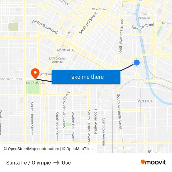 Santa Fe / Olympic to Usc map