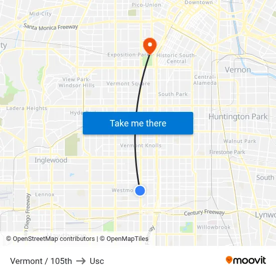 Vermont / 105th to Usc map