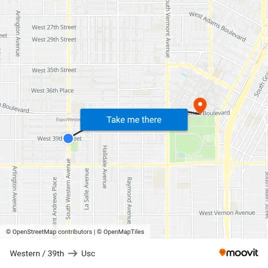 Western / 39th to Usc map