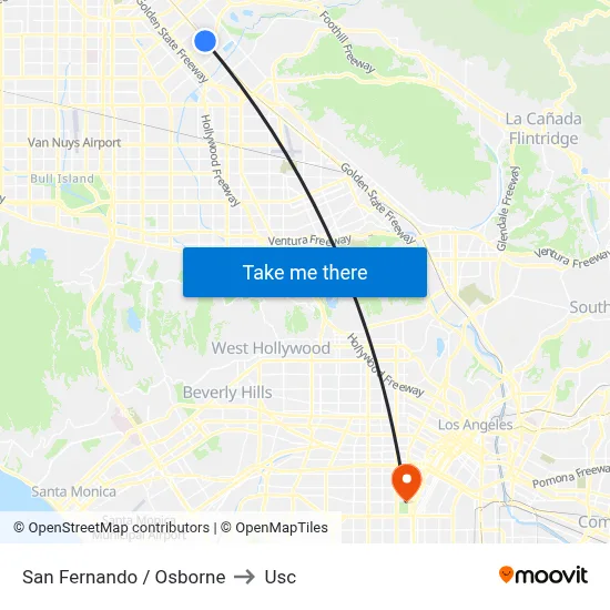 San Fernando / Osborne to Usc map