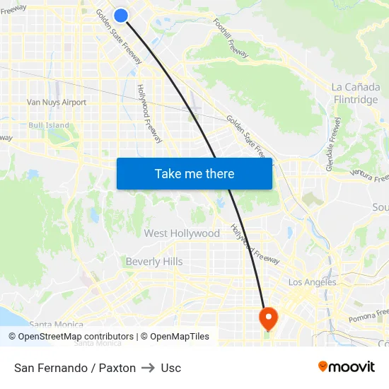 San Fernando / Paxton to Usc map