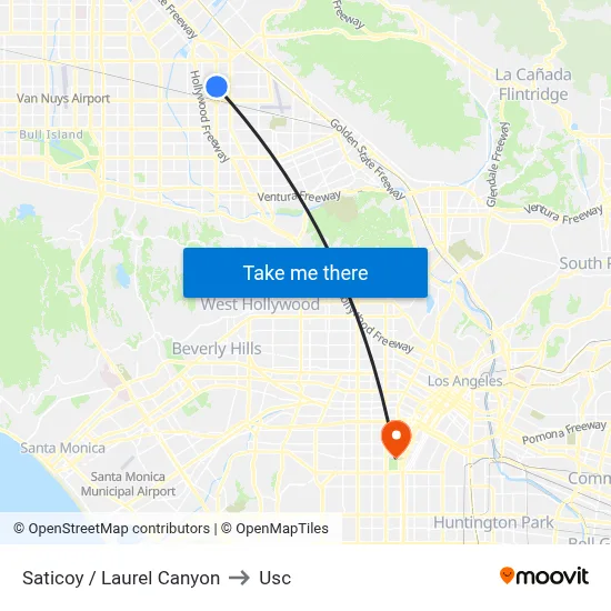 Saticoy / Laurel Canyon to Usc map