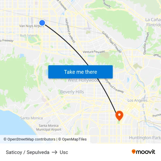 Saticoy / Sepulveda to Usc map