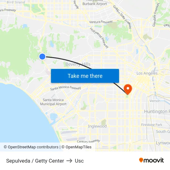 Sepulveda / Getty Center to Usc map
