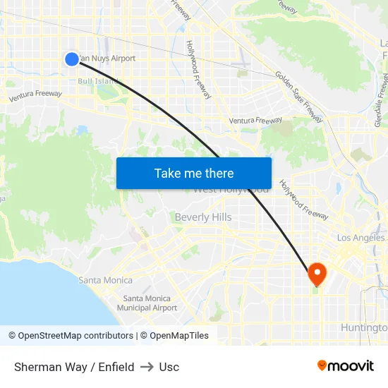 Sherman Way / Enfield to Usc map