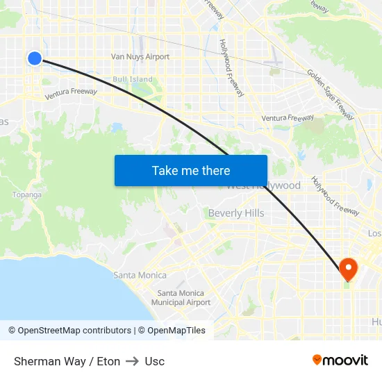 Sherman Way / Eton to Usc map