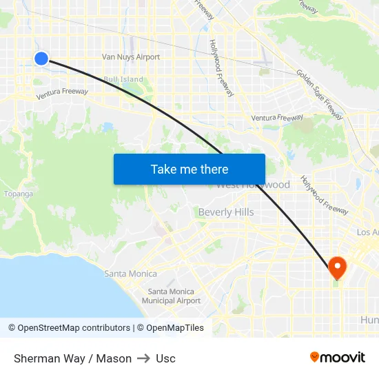 Sherman Way / Mason to Usc map