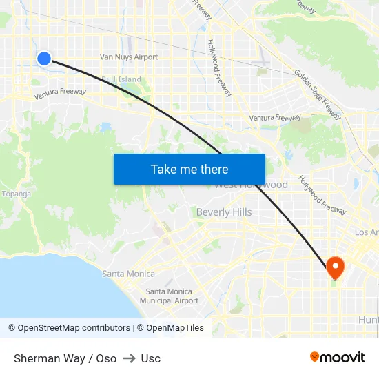 Sherman Way / Oso to Usc map