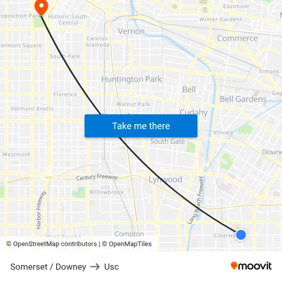 Somerset / Downey to Usc map