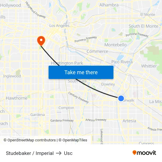 Studebaker / Imperial to Usc map