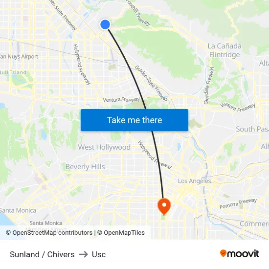 Sunland / Chivers to Usc map