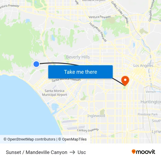 Sunset / Mandeville Canyon to Usc map