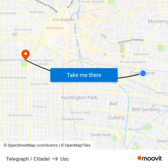 Telegraph / Citadel to Usc map