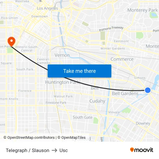 Telegraph / Slauson to Usc map