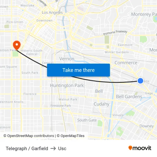 Telegraph / Garfield to Usc map