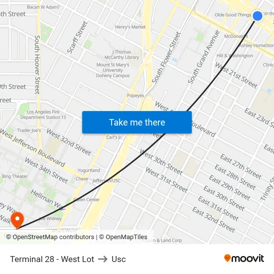 Terminal 28 - West Lot to Usc map