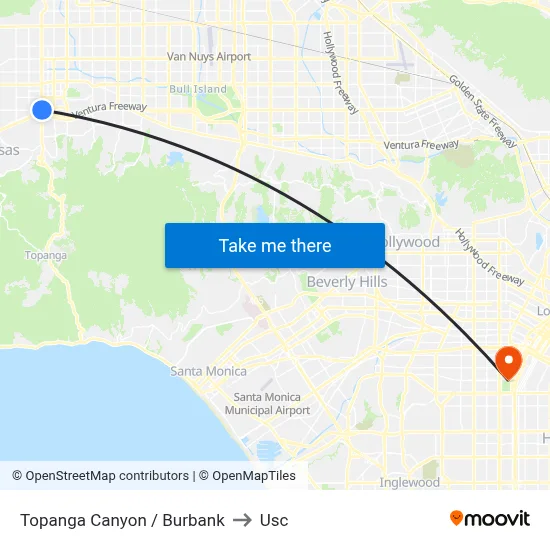Topanga Canyon / Burbank to Usc map