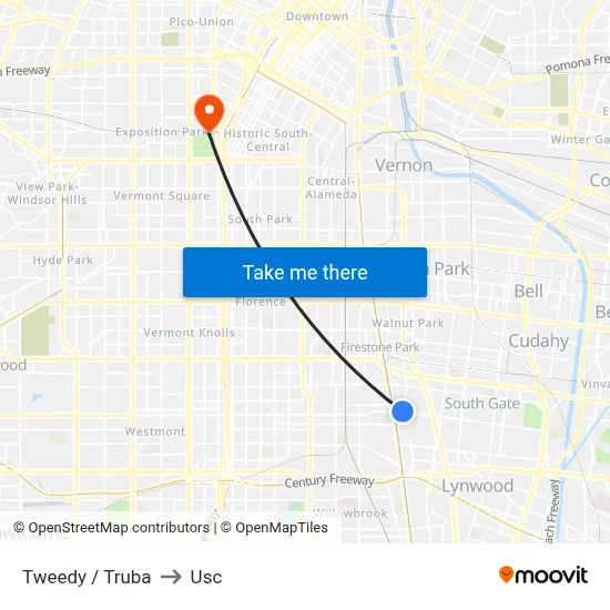 Tweedy / Truba to Usc map