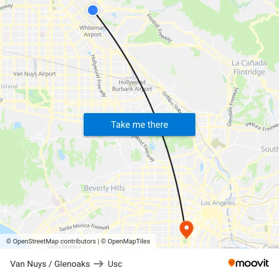 Van Nuys / Glenoaks to Usc map