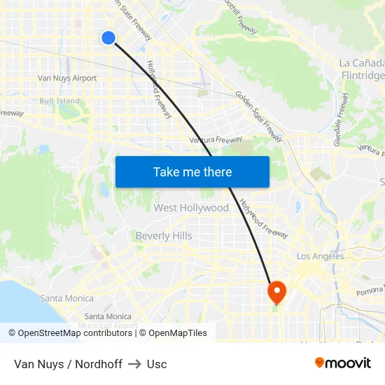 Van Nuys / Nordhoff to Usc map