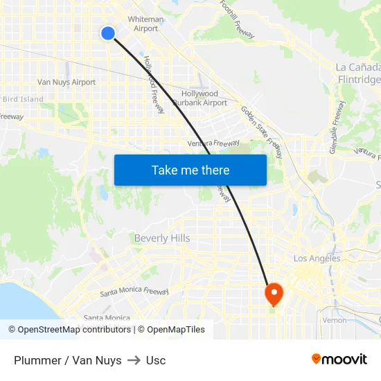 Plummer / Van Nuys to Usc map