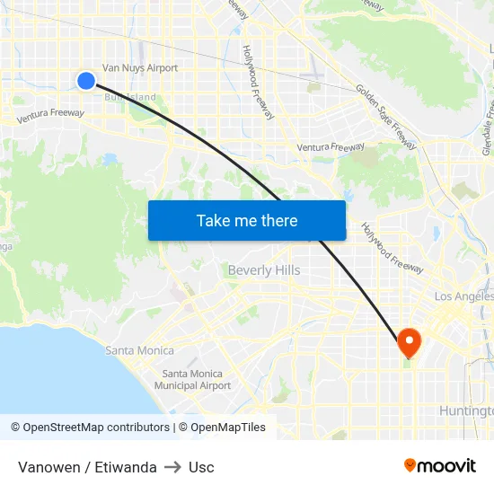Vanowen / Etiwanda to Usc map
