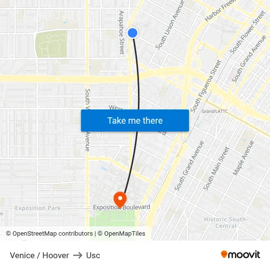 Venice / Hoover to Usc map