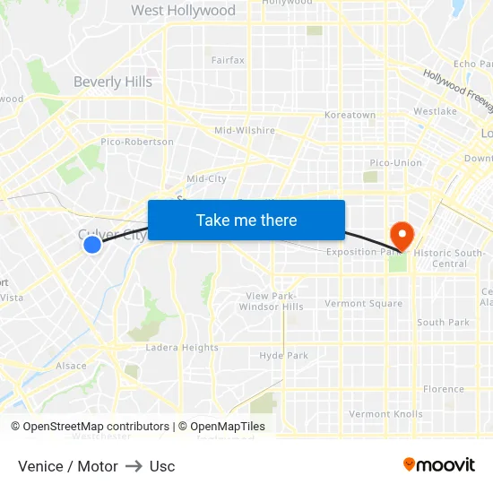 Venice / Motor to Usc map