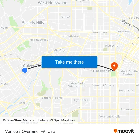 Venice / Overland to Usc map