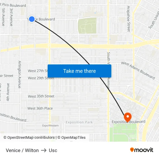 Venice / Wilton to Usc map