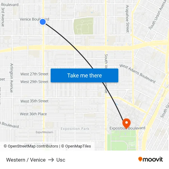 Western / Venice to Usc map