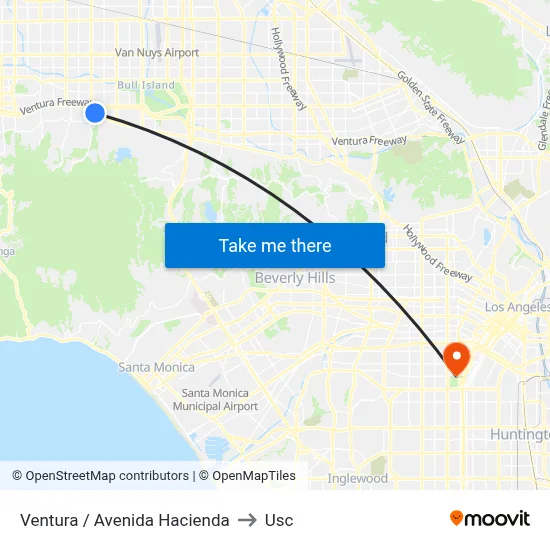 Ventura / Avenida Hacienda to Usc map